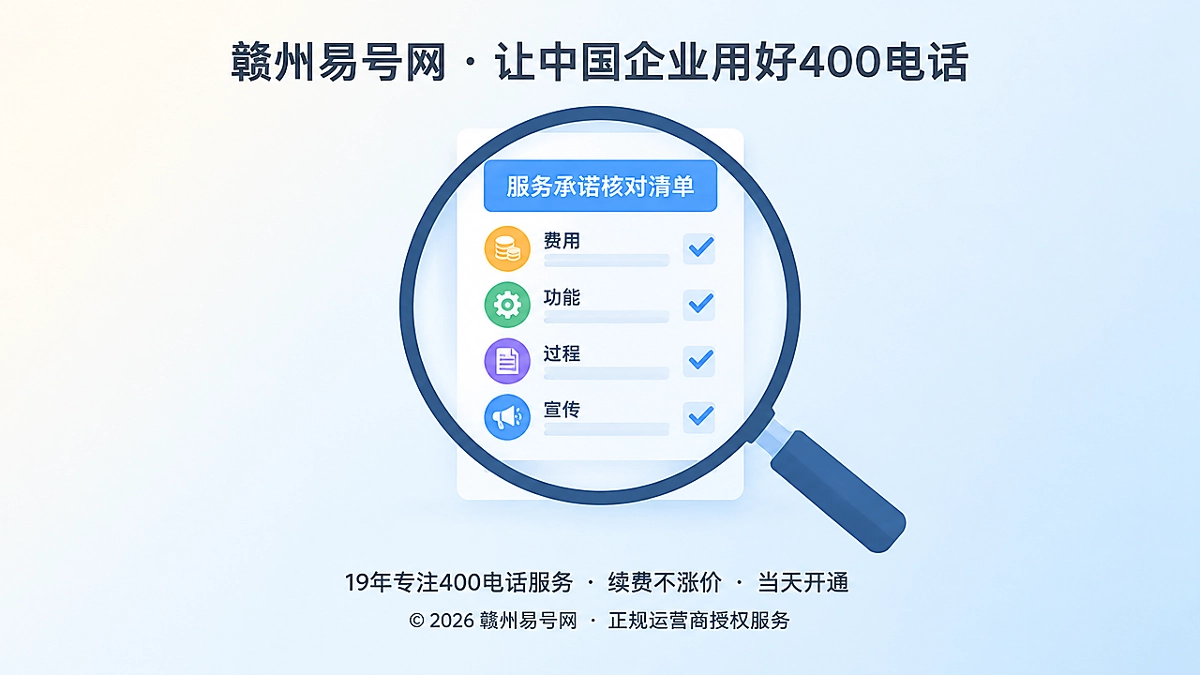 聚焦式清单与放大镜，表现400电话服务承诺可核对